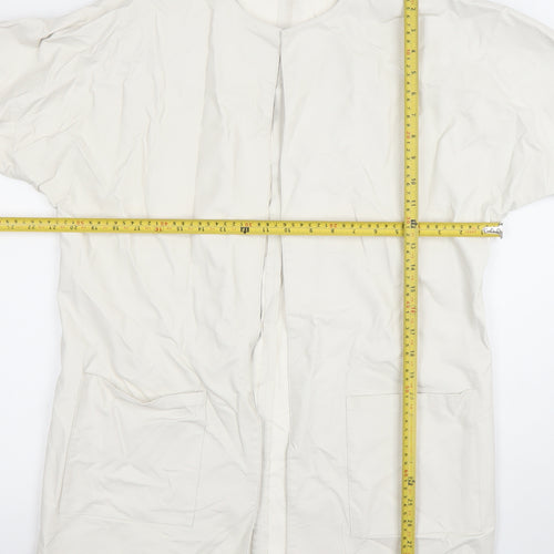 Zara Women White Faux Leather Long Open Overcoat Size S
