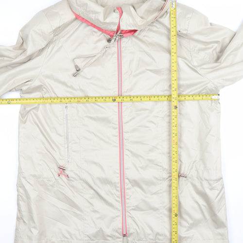 Franztex Womens Beige Hooded Rain Coat Jacket L Lightweight
