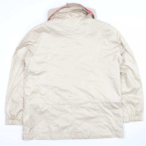 Franztex Womens Beige Hooded Rain Coat Jacket L Lightweight
