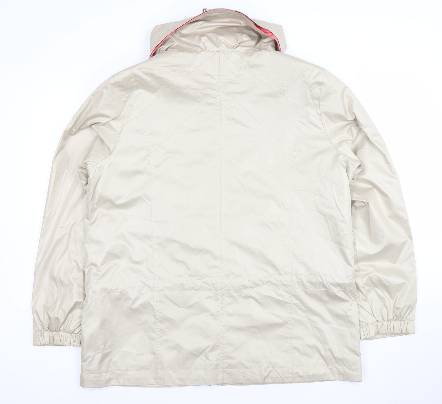 Franztex Womens Beige Hooded Rain Coat Jacket L Lightweight