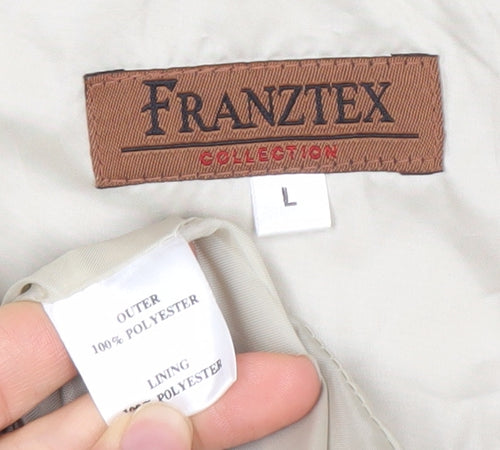 Franztex Womens Beige Hooded Rain Coat Jacket L Lightweight
