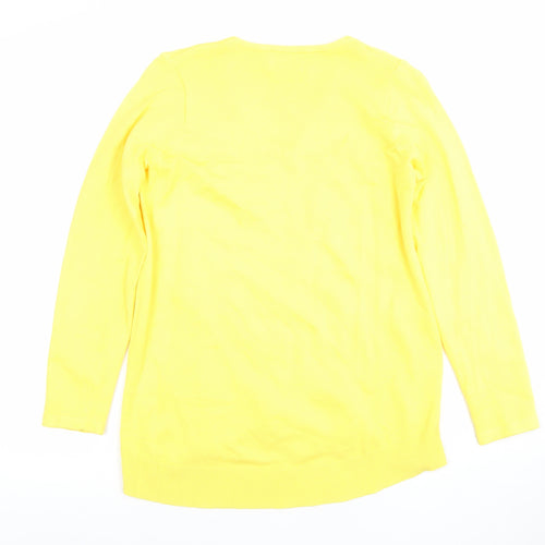 Savida Women’s Yellow V-Neck Knit Zip Detail Long Sleeve Top Size S