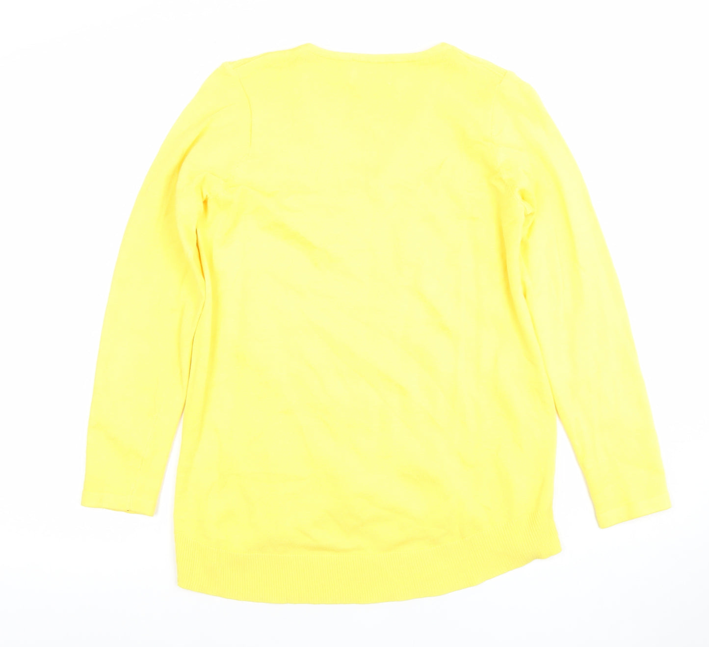 Savida Women’s Yellow V-Neck Knit Zip Detail Long Sleeve Top Size S