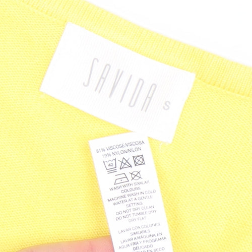 Savida Women’s Yellow V-Neck Knit Zip Detail Long Sleeve Top Size S