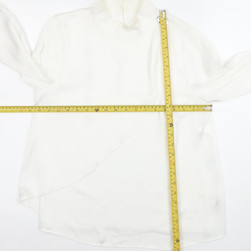 Savida Women's White High Neck Long Sleeve Chiffon Blouse Size 10