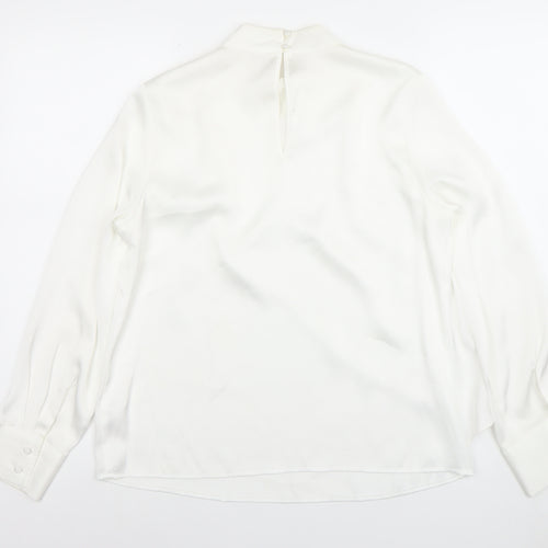 Savida Women's White High Neck Long Sleeve Chiffon Blouse Size 10