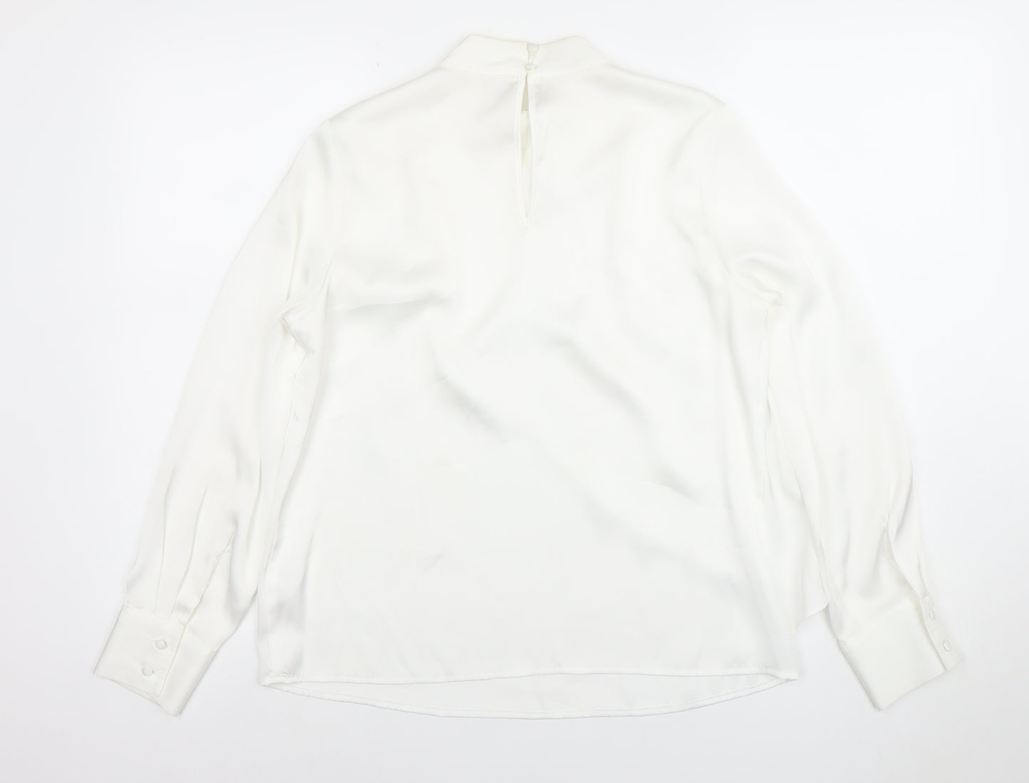 Savida Women's White High Neck Long Sleeve Chiffon Blouse Size 10