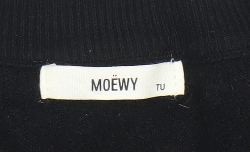 MOËWY Womens Black Crew Neck Pullover Jumper One Size Designer Knitwear