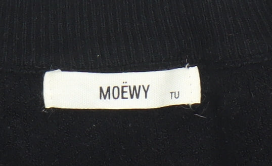 MOËWY Womens Black Crew Neck Pullover Jumper One Size Designer Knitwear