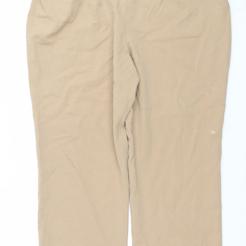 Artigiano Womens Beige Cotton Stretch Straight Leg Trousers Size 12
