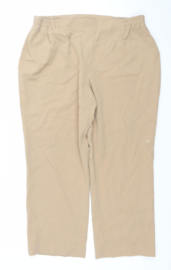 Artigiano Womens Beige Cotton Stretch Straight Leg Trousers Size 12