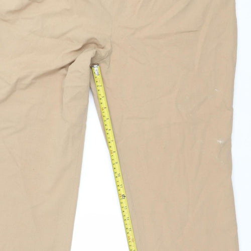 Artigiano Womens Beige Cotton Stretch Straight Leg Trousers Size 12