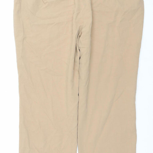 Artigiano Womens Beige Cotton Stretch Straight Leg Trousers Size 12