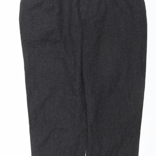 Women's Grey Regular Fit Pleated Trousers Size 18 Stretch Cotton Blend