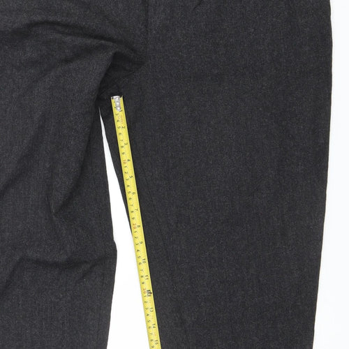 Women's Grey Regular Fit Pleated Trousers Size 18 Stretch Cotton Blend