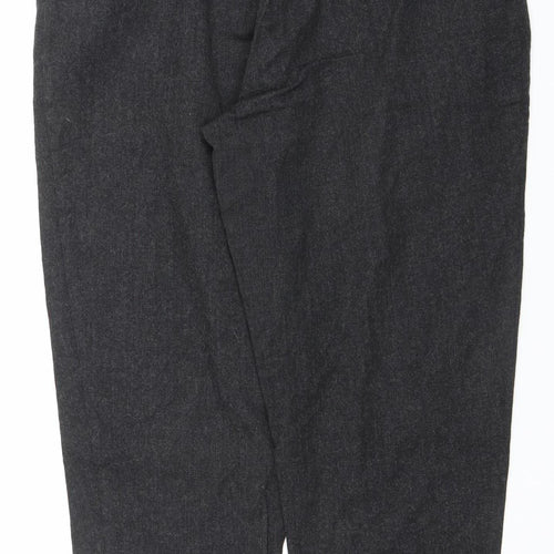 Women's Grey Regular Fit Pleated Trousers Size 18 Stretch Cotton Blend