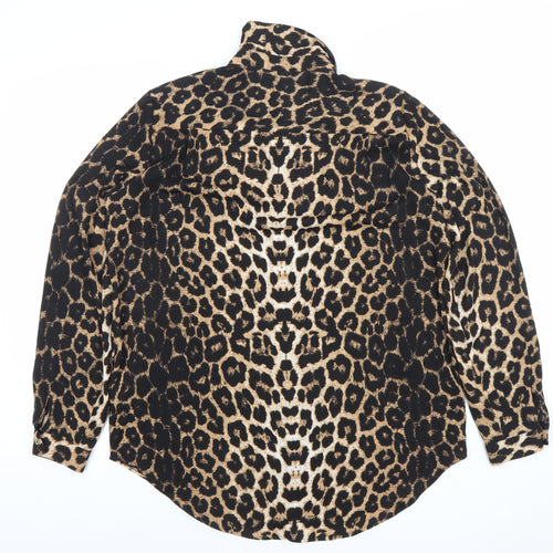 Marks and Spencer Women's Brown Leopard Print Button-Up Shirt UK 12
