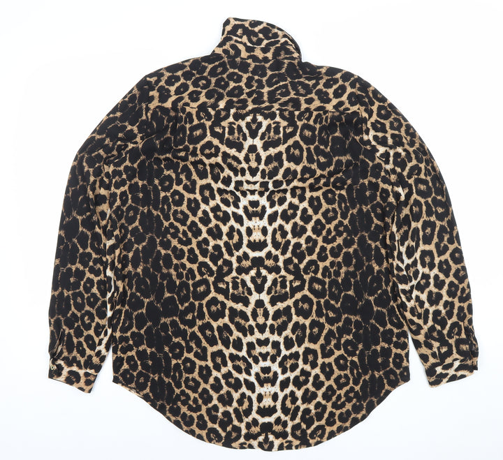 Marks and Spencer Women's Brown Leopard Print Button-Up Shirt UK 12