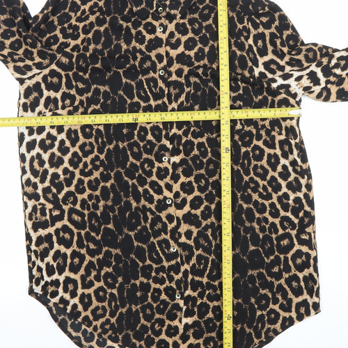 Marks and Spencer Women's Brown Leopard Print Button-Up Shirt UK 12