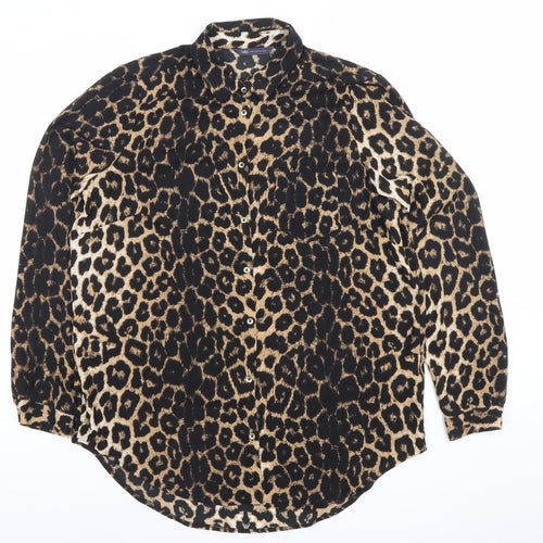 Marks and Spencer Women's Brown Leopard Print Button-Up Shirt UK 12