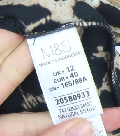 Marks and Spencer Women's Brown Leopard Print Button-Up Shirt UK 12