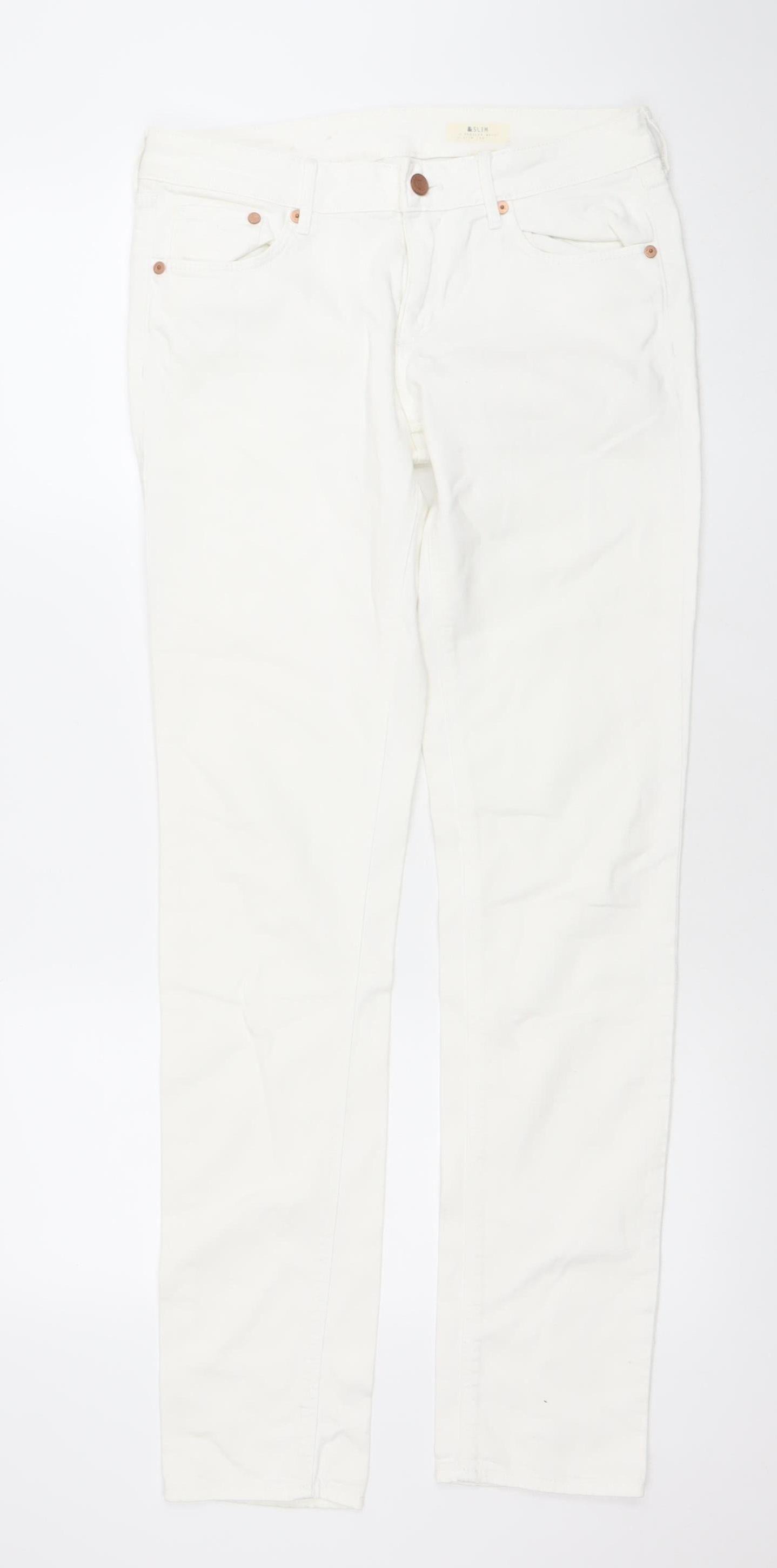 Women's White Slim Leg Regular Waist Jeans Size 10