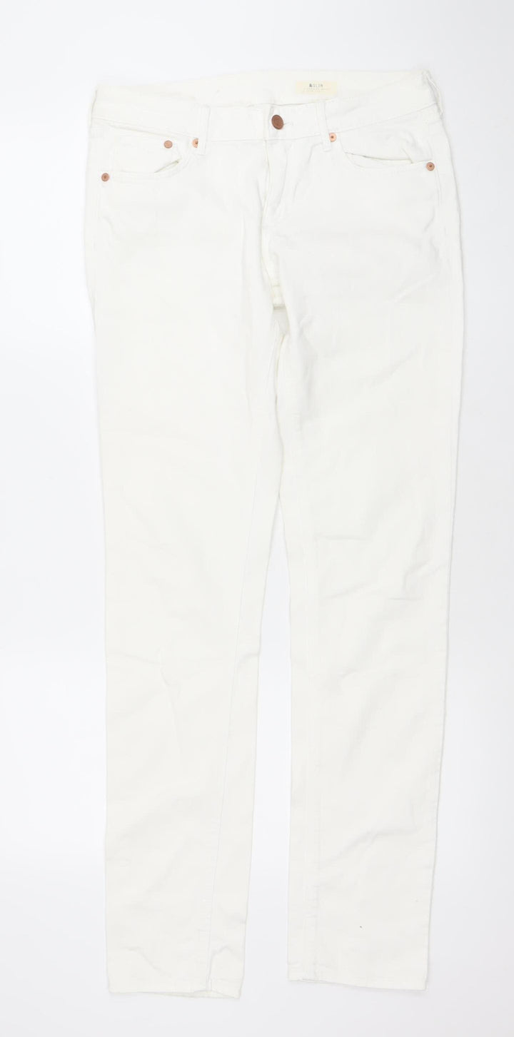 Women's White Slim Leg Regular Waist Jeans Size 10