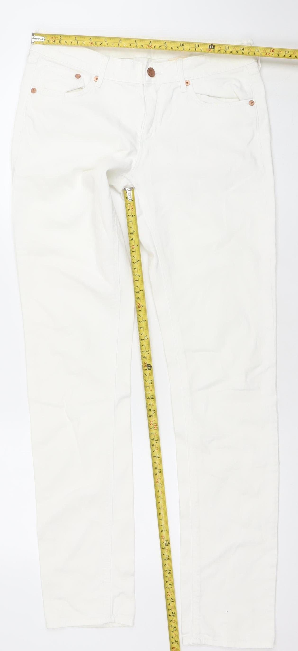 Women's White Slim Leg Regular Waist Jeans Size 10