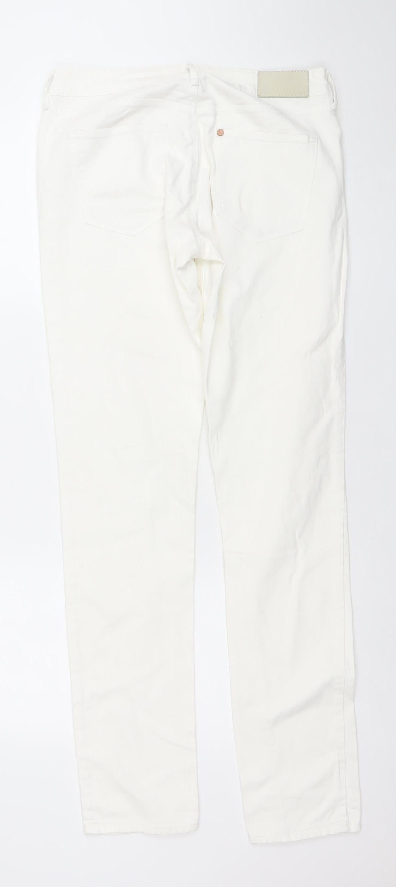 Women's White Slim Leg Regular Waist Jeans Size 10