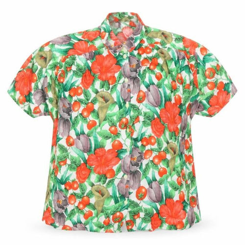 St. Bernard Womens Multicoloured Floral Linen Blend Short Sleeve Button-Up Shirt Size 10