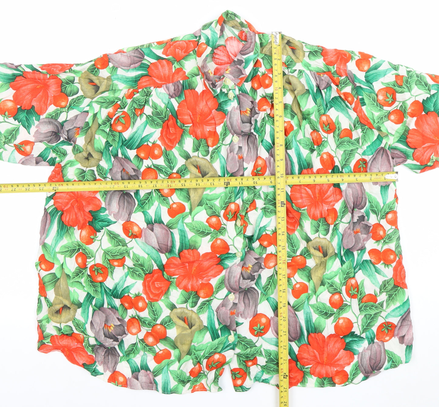 St. Bernard Womens Multicoloured Floral Linen Blend Short Sleeve Button-Up Shirt Size 10