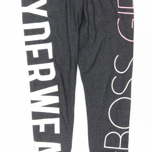 Ryderwear Women's Grey #BossGirl Slogan Gym Leggings Size S