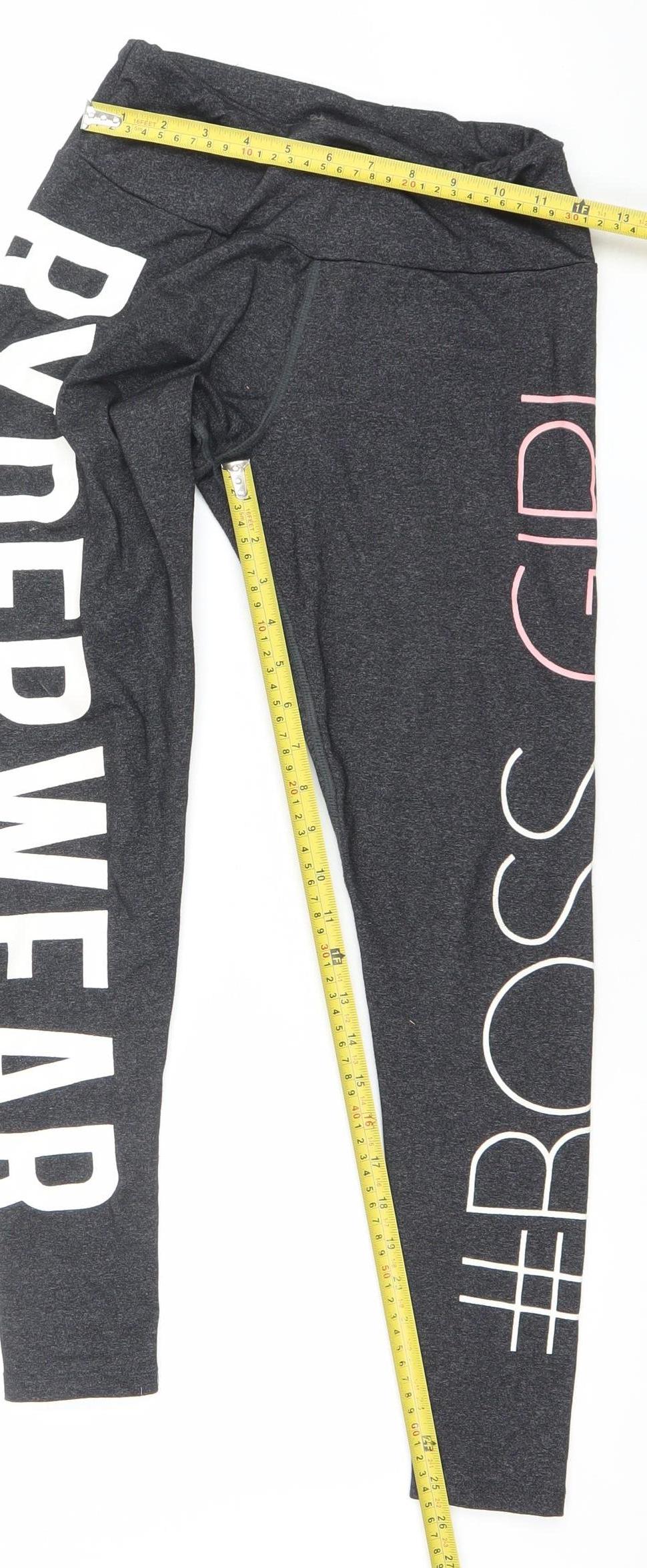 Ryderwear Women's Grey #BossGirl Slogan Gym Leggings Size S