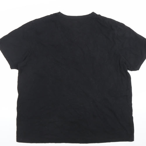 Women's Black 2XL Graphic Butterfly Cotton T-Shirt Short Sleeve Casual Top