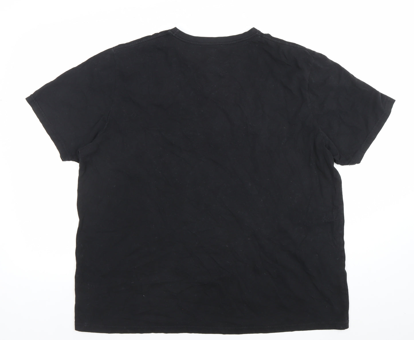 Women's Black 2XL Graphic Butterfly Cotton T-Shirt Short Sleeve Casual Top
