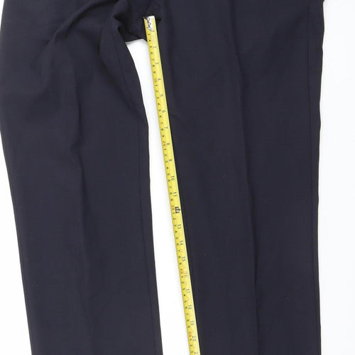 Modern Comfort Men’s Black Regular Fit Wool Blend Dress Trousers 34W 34L