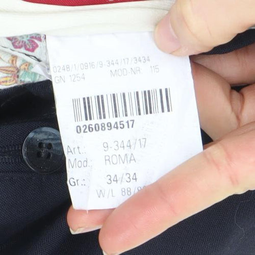 Modern Comfort Men’s Black Regular Fit Wool Blend Dress Trousers 34W 34L