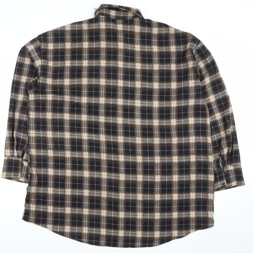 PrettyLittleThing Women's Brown Check Long Sleeve Button-Up Shirt Size 14