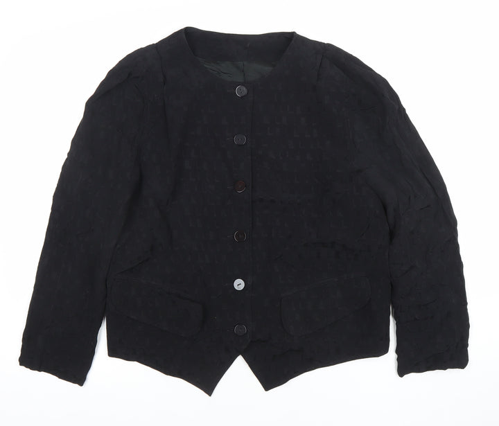 Betty Barclay Women Black Long Sleeve Button Blouse Size 12