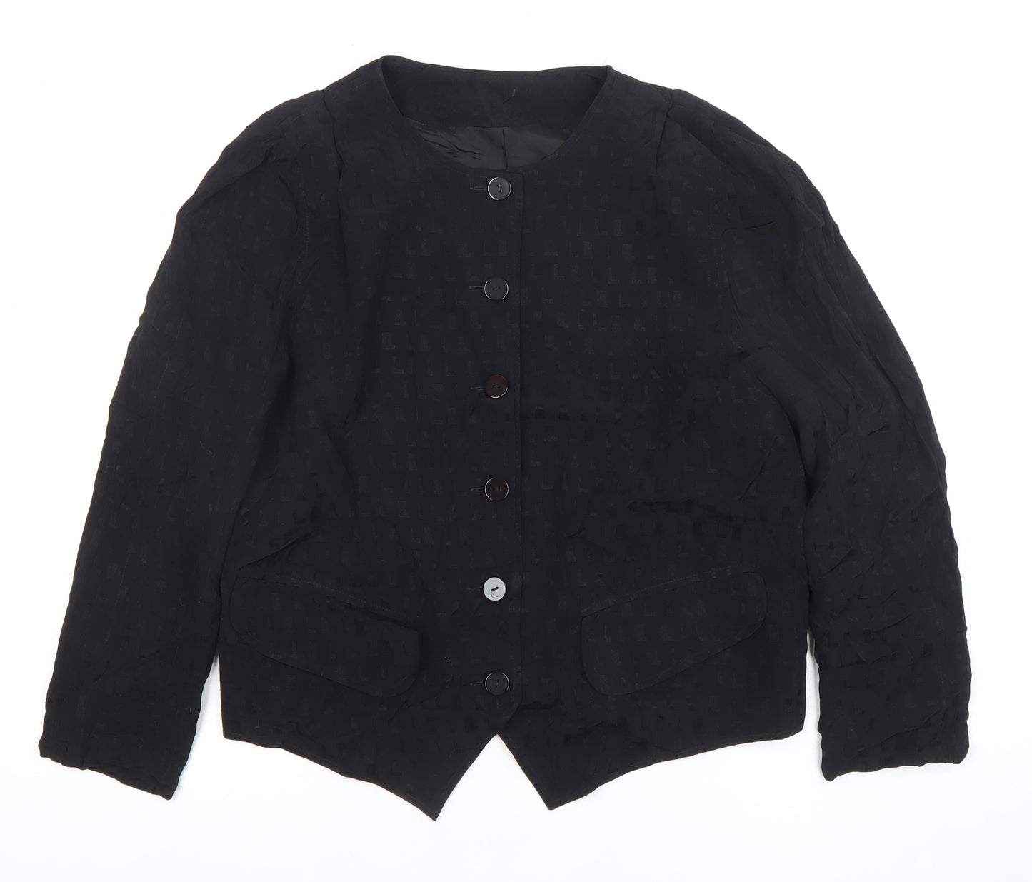 Betty Barclay Women Black Long Sleeve Button Blouse Size 12