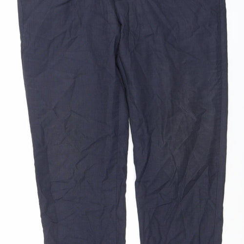 Chester Barrie Men's Blue Regular Fit Wool Dress Trousers 34R