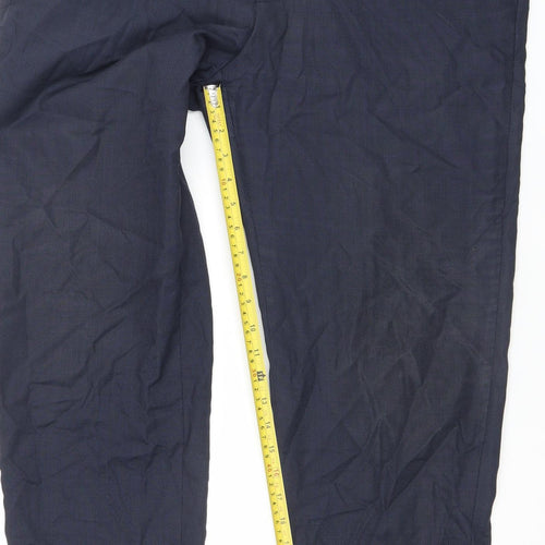 Chester Barrie Men's Blue Regular Fit Wool Dress Trousers 34R
