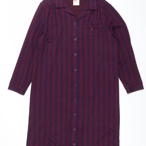 Marks and Spencer Women’s Purple Red Checked Long Shirt Dress Size 18