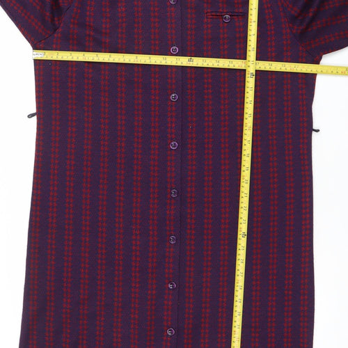 Marks and Spencer Women’s Purple Red Checked Long Shirt Dress Size 18