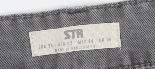 Stradivarius Women’s Grey Cargo Jeans Size 6 Regular Fit 100% Cotton