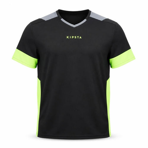 Kipsta Men's Black Short Sleeve V-Neck Football T-Shirt Size S