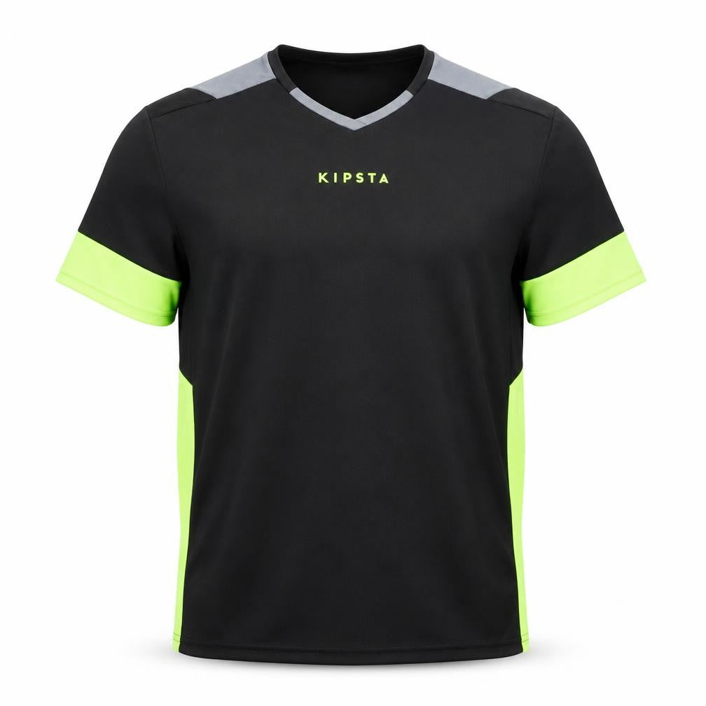 Kipsta Men's Black Short Sleeve V-Neck Football T-Shirt Size S