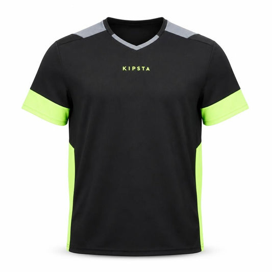 Kipsta Men's Black Short Sleeve V-Neck Football T-Shirt Size S