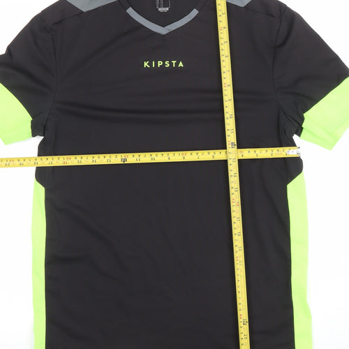Kipsta Men's Black Short Sleeve V-Neck Football T-Shirt Size S
