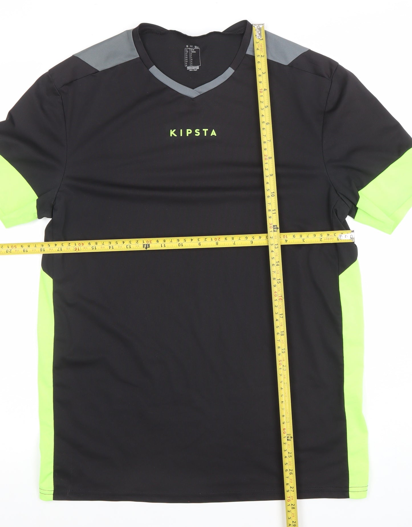 Kipsta Men's Black Short Sleeve V-Neck Football T-Shirt Size S